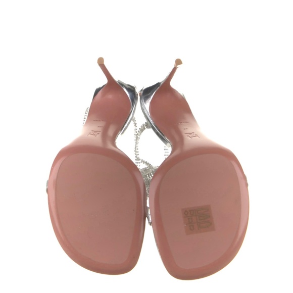 Amina Muaddi Silver Georgia Heeled Sandals / Stiletto Heels US9 - Picture 13 of 13